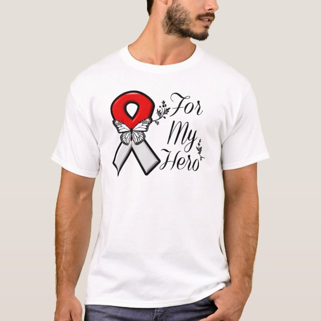 Rotes und weißes Band für meinen Held T-Shirt (Vorderseite)