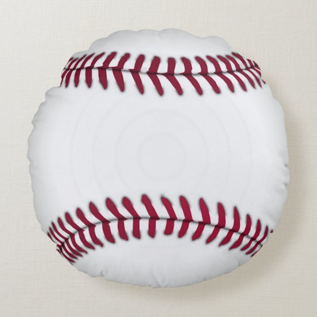 Rotes und weißes Baseballkissen Rundes Kissen (Vorderseite)