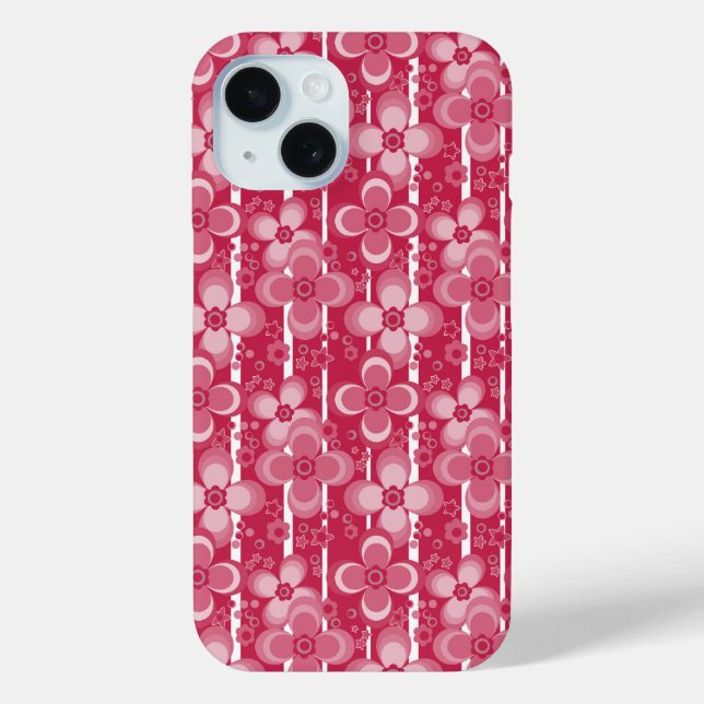 Rotes und weißes Blumenmuster Case-Mate iPhone Hülle (Rückseite)