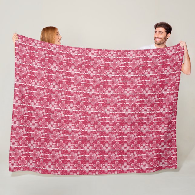 Rotes und weißes Blumenmuster Fleecedecke (Beispiel)