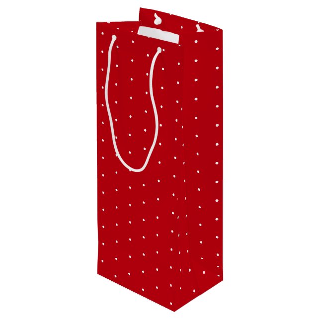 Rotes und weißes Button Polka Docks Weihnachten Geschenktüte Für Weinflaschen (Rückseite Schrägansicht)