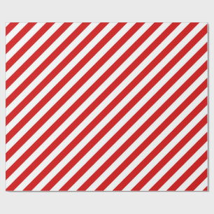 Rotes und weißes diagonales Streifen-Muster Geschenkpapier