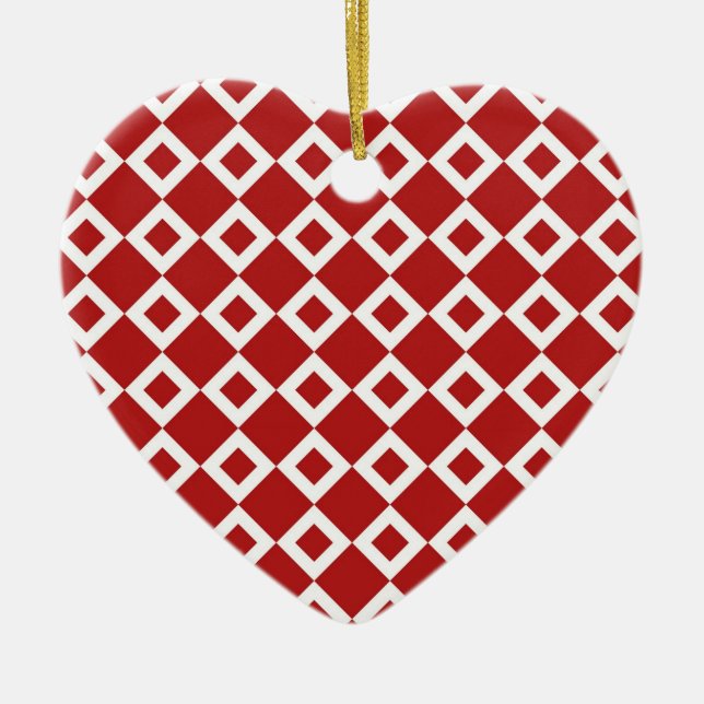 Rotes und weißes Diamant-Muster Keramikornament (Vorne)