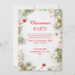 Rotes und weißes, elegantes Weihnachtsfest - Party Einladung