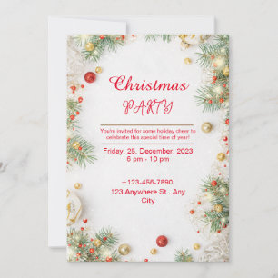 Rotes und weißes, elegantes Weihnachtsfest - Party Einladung