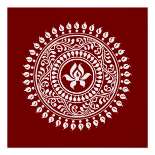 Rotes und weißes festliches Rangoli Poster