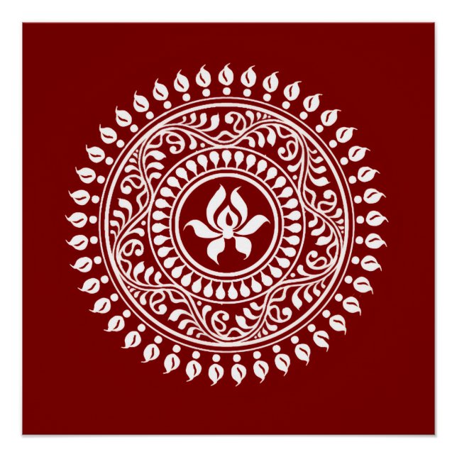 Rotes und weißes festliches Rangoli Poster (Vorderseite)