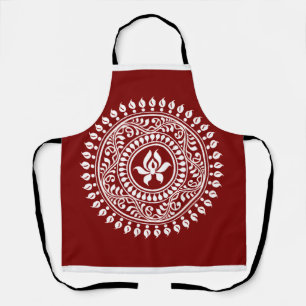 Rotes und weißes festliches Rangoli Schürze