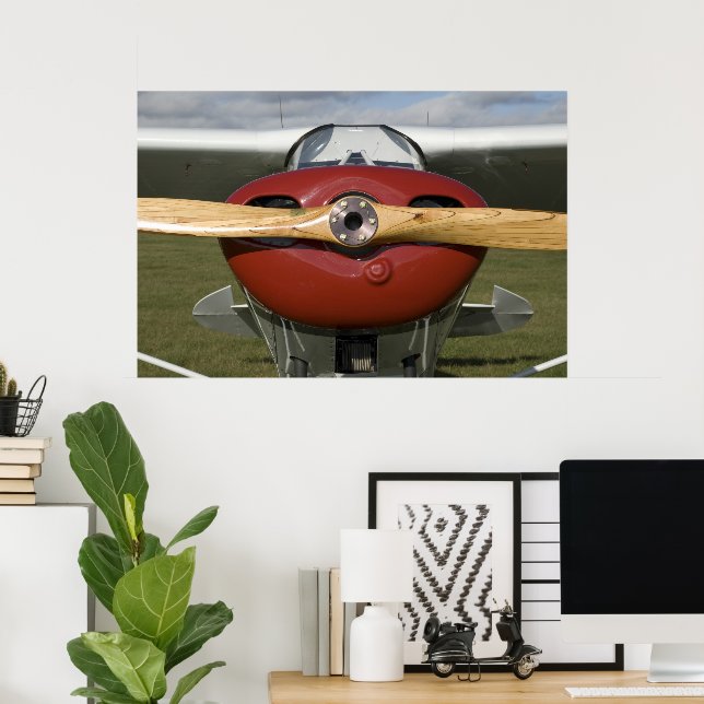 Rotes und Weißes Flugzeug Poster (Heimbüro)