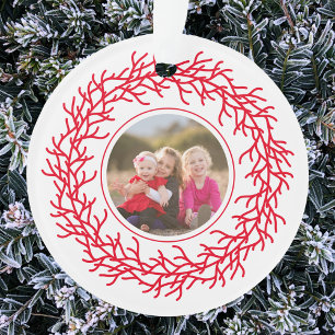 Rotes und weißes Foto Ornament