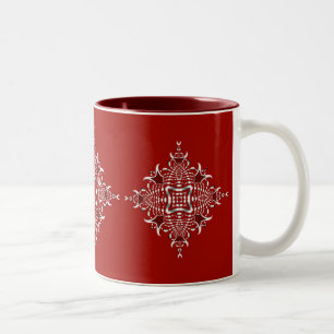 Rotes und weißes Fraktal Emblem Tasse