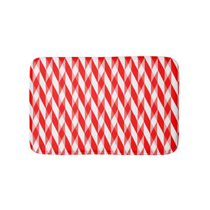 Rotes und weißes geometrisches Muster Badematte