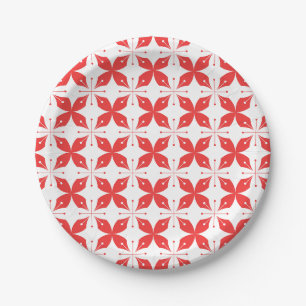 Rotes und weißes geometrisches Muster mit stilisie Pappteller