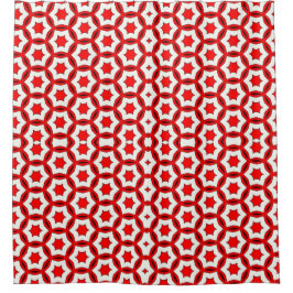 rotes und weißes Geometrismuster Duschvorhang