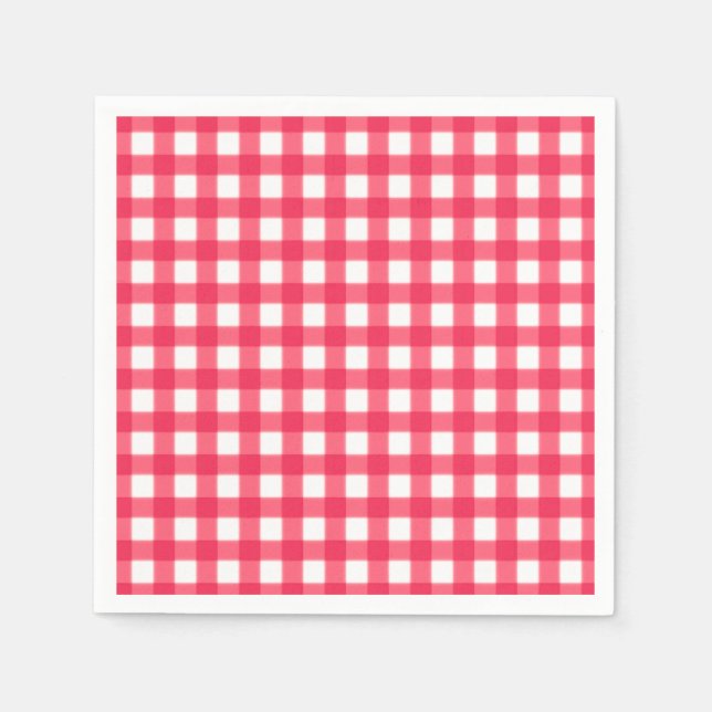 Rotes und weißes Gingham Checkerboard-Muster Serviette (Vorderseite)