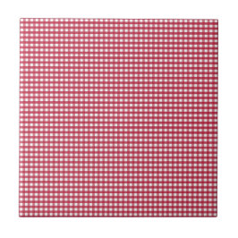 Rotes und weißes Gingham Editable Label Fliese