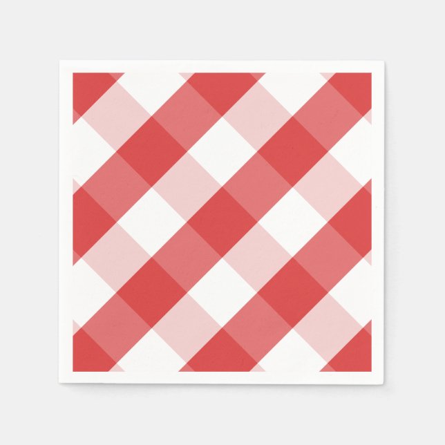 Rotes und weißes Gingham-Muster Serviette (Vorderseite)