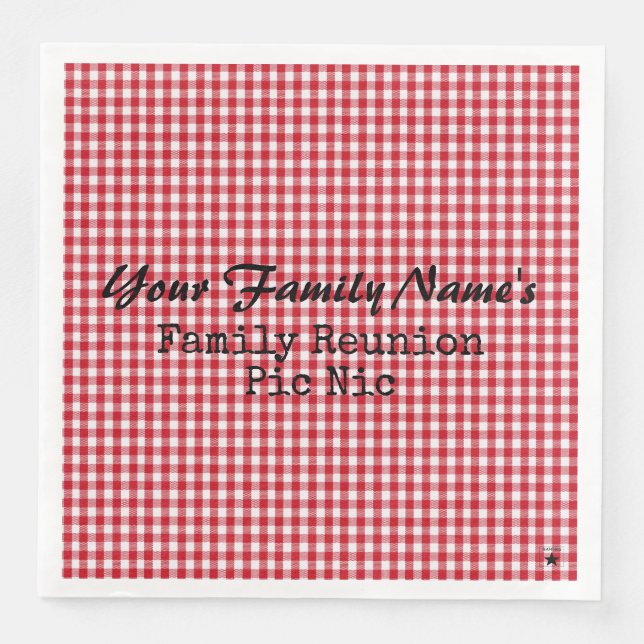 Rotes und Weißes Gingham Papier Napkins- HAMbyWG-P Serviette (Vorderseite)
