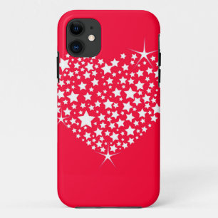 Rotes und weißes Glitzer Herz iPhone 11 Hülle