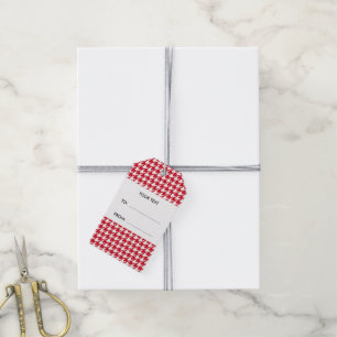 Rotes und weißes Hahnentrittmuster Ihr Monogramm Geschenkanhänger