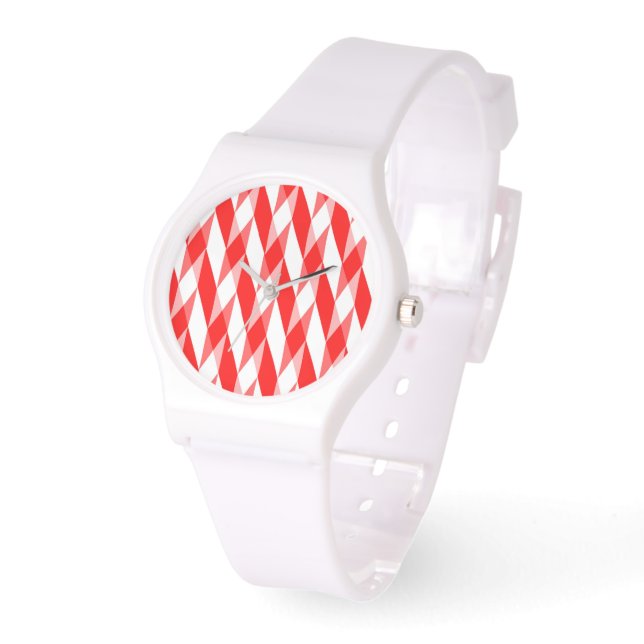 Rotes und weißes Herringbone Armbanduhr (Winkel)