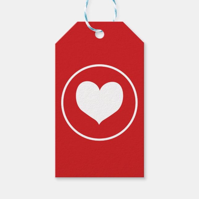 Rotes und weißes Herz Geschenkanhänger (Vorderseite)