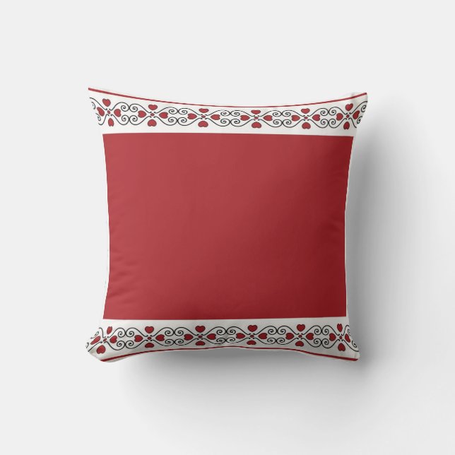Rotes und weißes Herzkissen Kissen (Vorderseite)