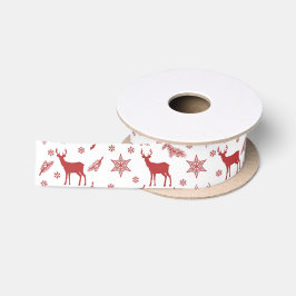 Rotes und weißes Hirsch, 1,5 Zoll, Satinband