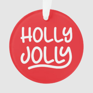 Rotes und weißes Jolly-Typografie-Foto Ornament
