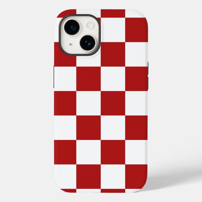 rotes und weißes kariertes Muster Case-Mate iPhone 14 Hülle (Rückseite)