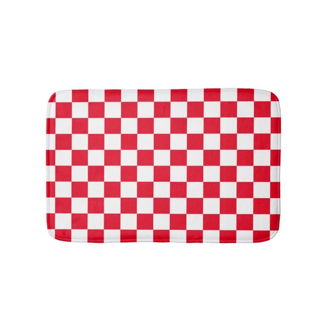 rotes und weißes kroatisches gekreuztes geometrisc badematte (Vorderseite)