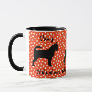 Rotes und weißes, maßgeschneidertes Chihuahua-Mug Tasse