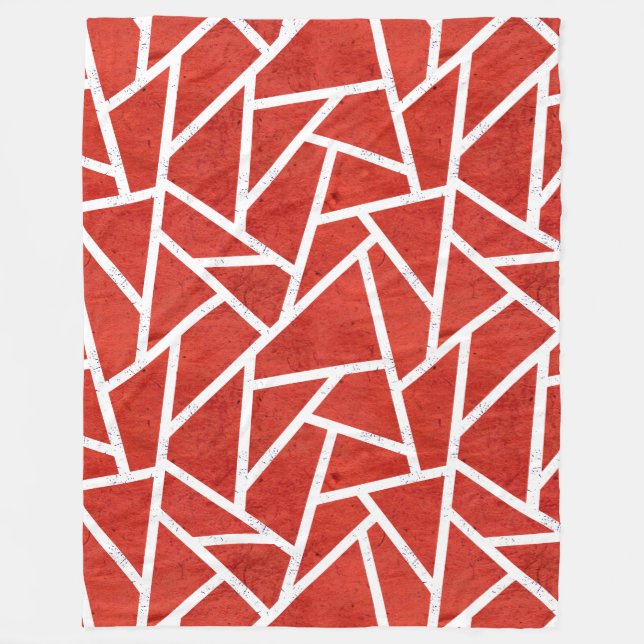 Rotes und weißes Mosaikmuster Fleecedecke (Vorderseite)