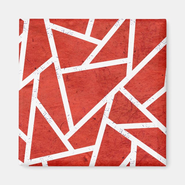 Rotes und weißes Mosaikmuster Magnet (Vorne)