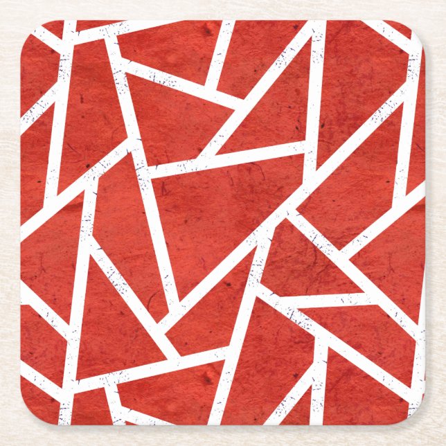 Rotes und weißes Mosaikmuster Rechteckiger Pappuntersetzer (Vorderseite)