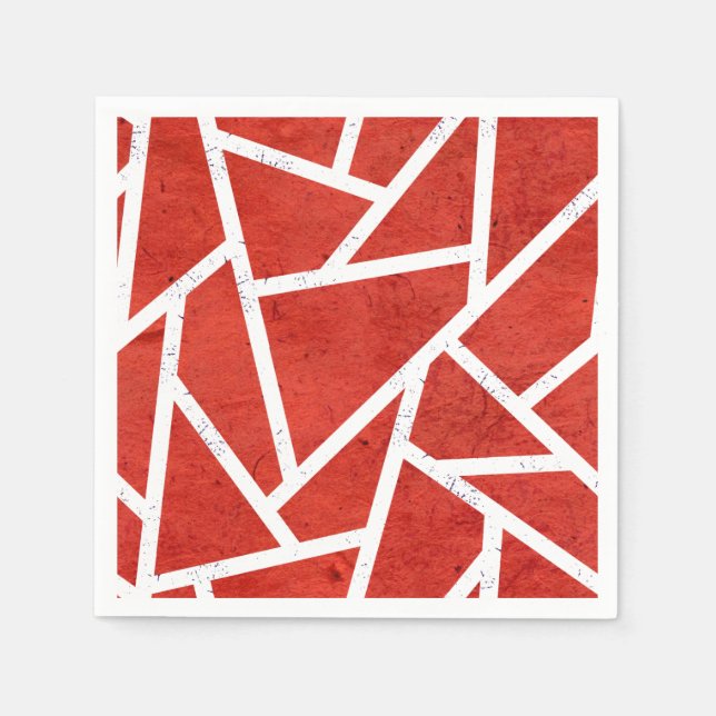 Rotes und weißes Mosaikmuster Serviette (Vorderseite)
