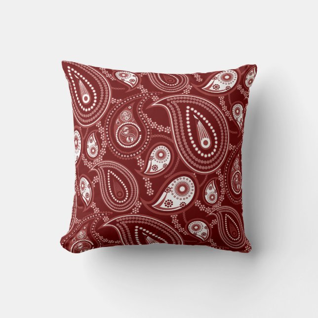Rotes und weißes Paisley Kissen (Vorderseite)