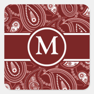 Rotes und weißes Paisley Quadratischer Aufkleber