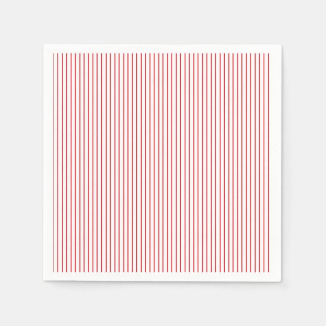 Rotes und weißes Pinstrichpapier Napkins Serviette (Vorderseite)