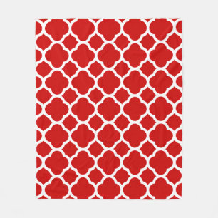 Rotes und weißes Quatrefolienmuster Fleecedecke