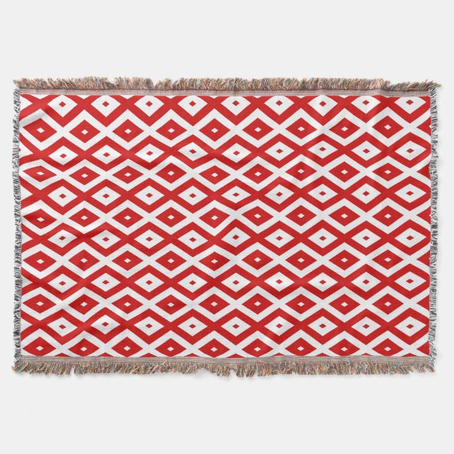 Rotes und weißes Rautenmuster Decke (Vorderseite)