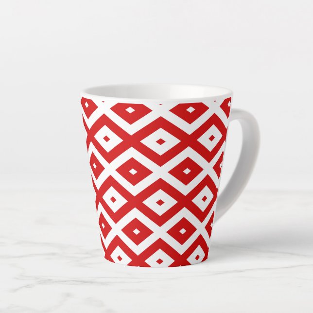 Rotes und weißes Rautenmuster Milchtasse (Rechte Ecke)