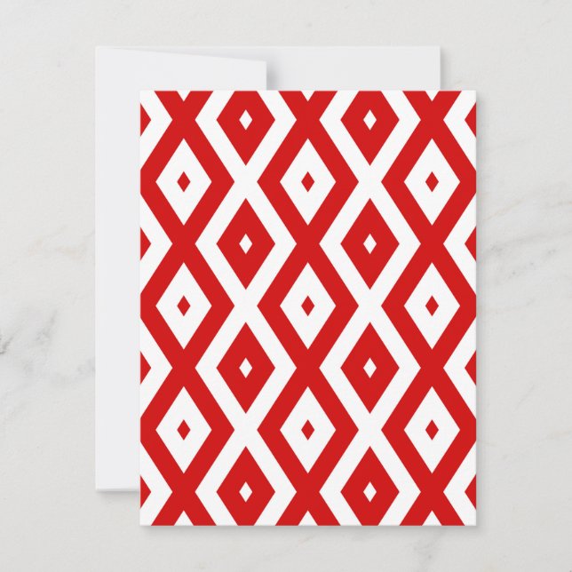 Rotes und weißes Rautenmuster RSVP Karte (Vorderseite)
