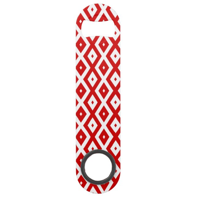 Rotes und weißes Rautenmuster Speed Flaschenöffner (Vorderseite)