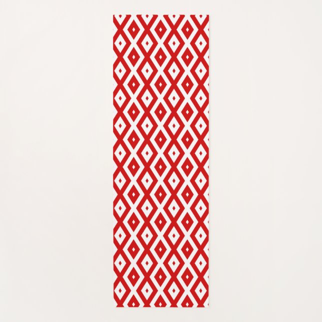 Rotes und weißes Rautenmuster Yogamatte (Vorderseite)