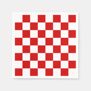 Rotes und weißes Schachbrett-Muster Serviette