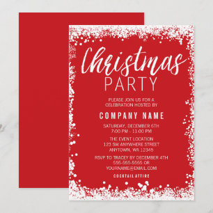 Rotes und weißes Schneebürs Weihnachtsfest - Party Einladung