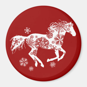 Rotes und weißes Schneeflocken Magnet