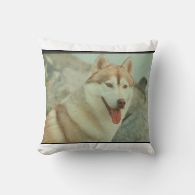 Rotes und weißes sibirischer Husky MoJo Kissen (Vorderseite)