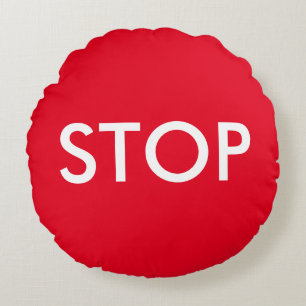 Rotes und weißes Stoppschild-Akzent-Kissen Rundes Kissen
